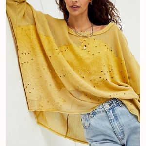 CURRENT Free People Golden Palm Tree Dreams Top